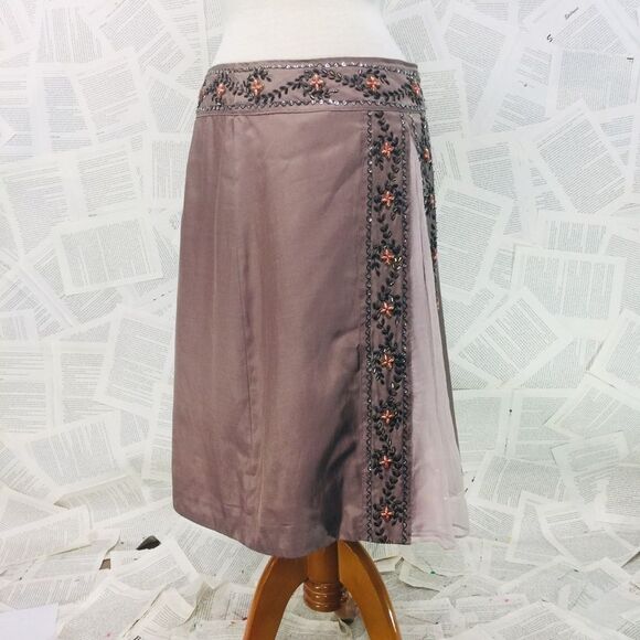 United Colors Of Benetton Silk Beaded Skirt SZ 42